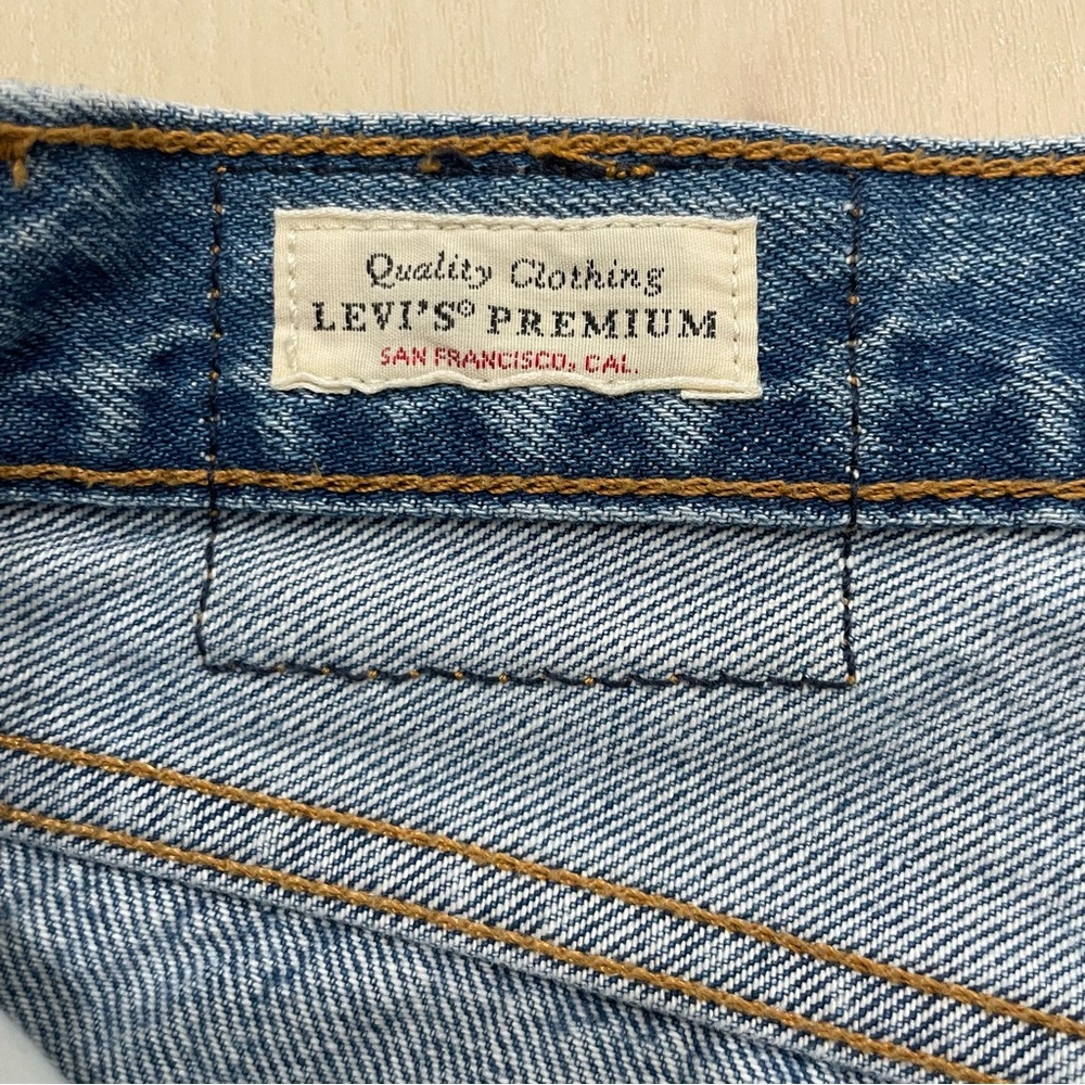 Women's Levi's Premium 501 Logo-Stripe Crop Straight Spectator Sport Side Tape - Picture 7 of 16